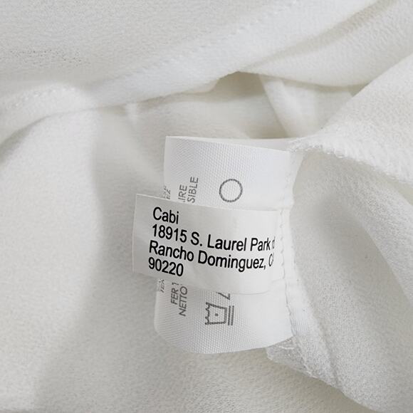 Cabi Blouse Women's Medium Ivory Button Sheer Office Classic Embroidery Pleated - Picture 10 of 10